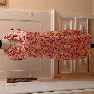Comma yellow and pink floral print dress Sz 6